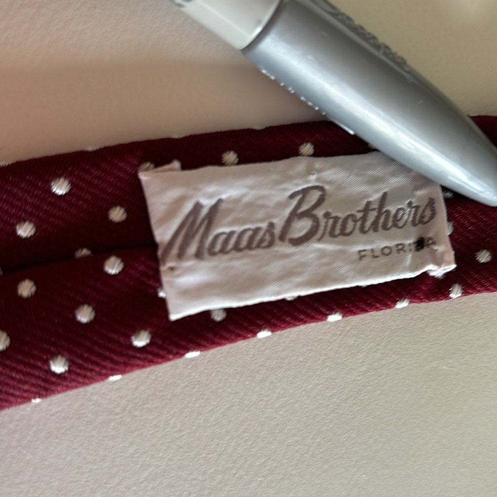 Vintage Christian Dior Men’s Neck Tie Maroon Burgundy White Dots Silk Blend - Picture 7 of 13